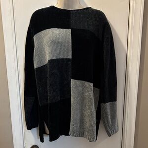 Vintage Carolyn Taylor medium Color Block Sweater velour 26-015-1